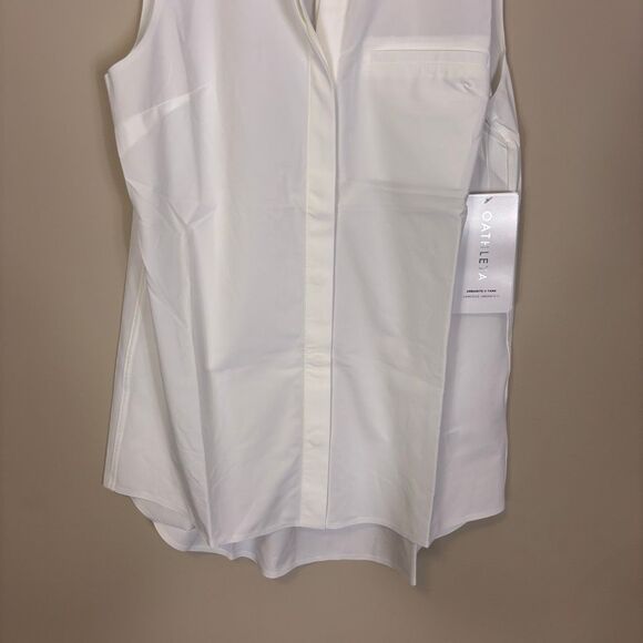 New Athleta White Collared Urbanite II Camisole Button Front Sleeveless Top XS - Picture 4 of 8
